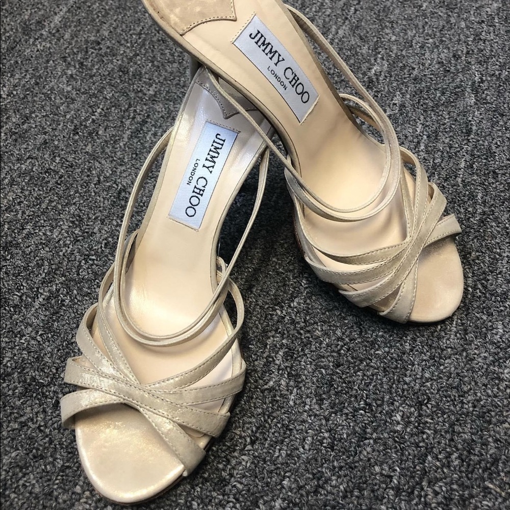 Jimmy Choo Gold Sparkle slip on heels